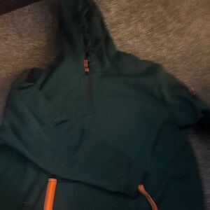 Men's Green Sweater with Orange Accents